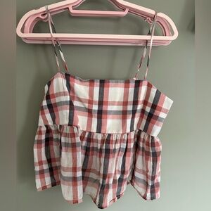 Lucky Brand Plaid Babydoll Top
